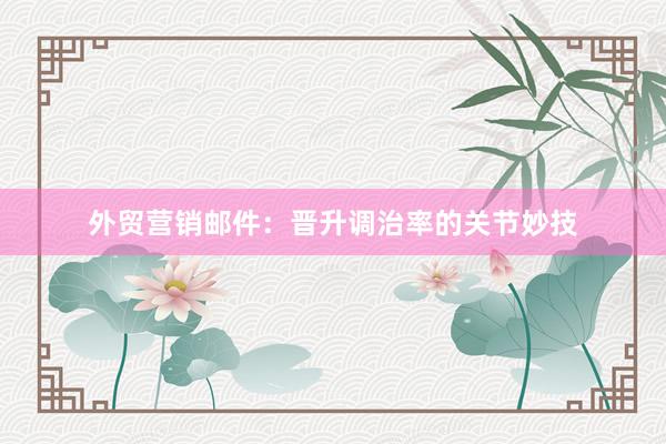 外贸营销邮件：晋升调治率的关节妙技